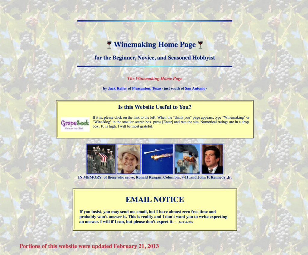 jackkeller net website screenshot from 2013